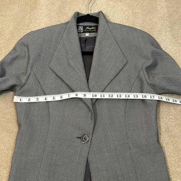 Vintage Brighton One Button Houndstooth Lined Black White Blazer Women Medium 40 - Picture 5 of 12